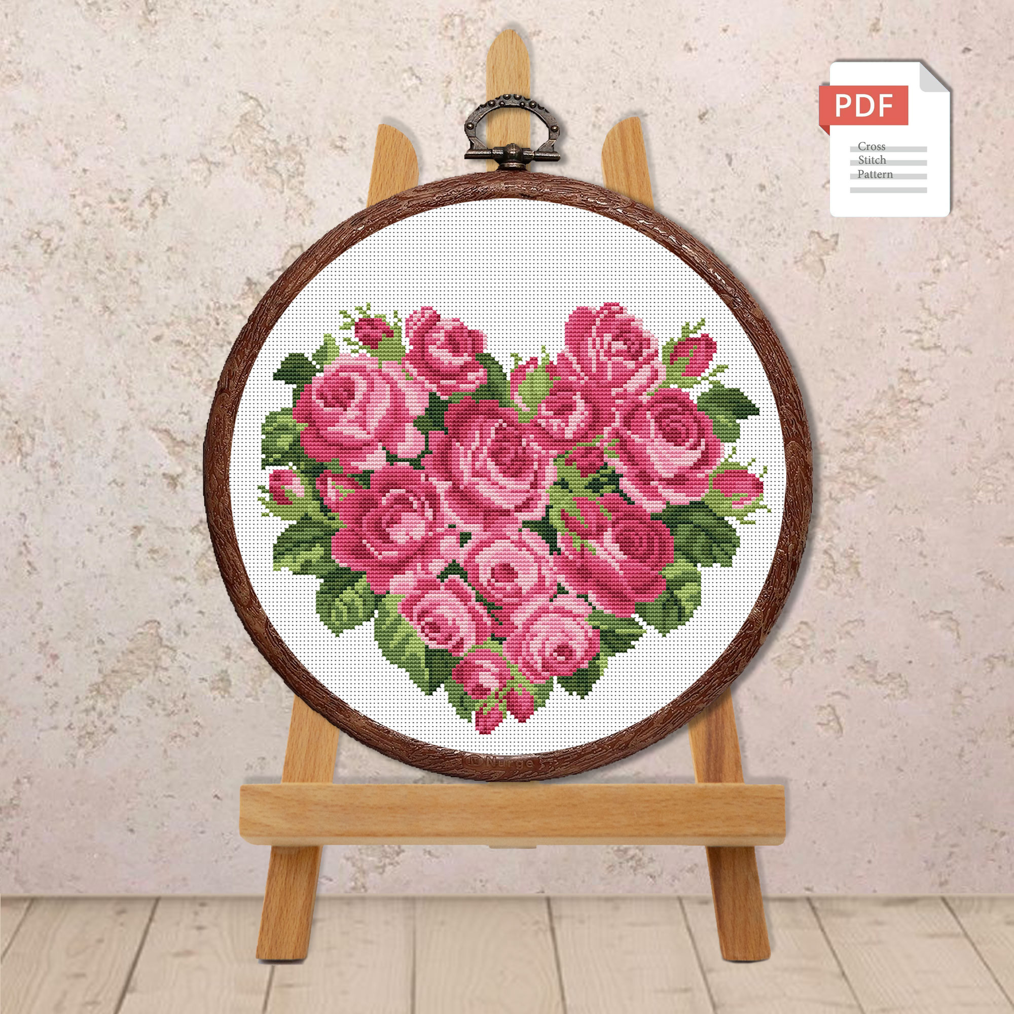Heart of Pink Roses Cross Stitch Pattern #lov.004 - Image 3