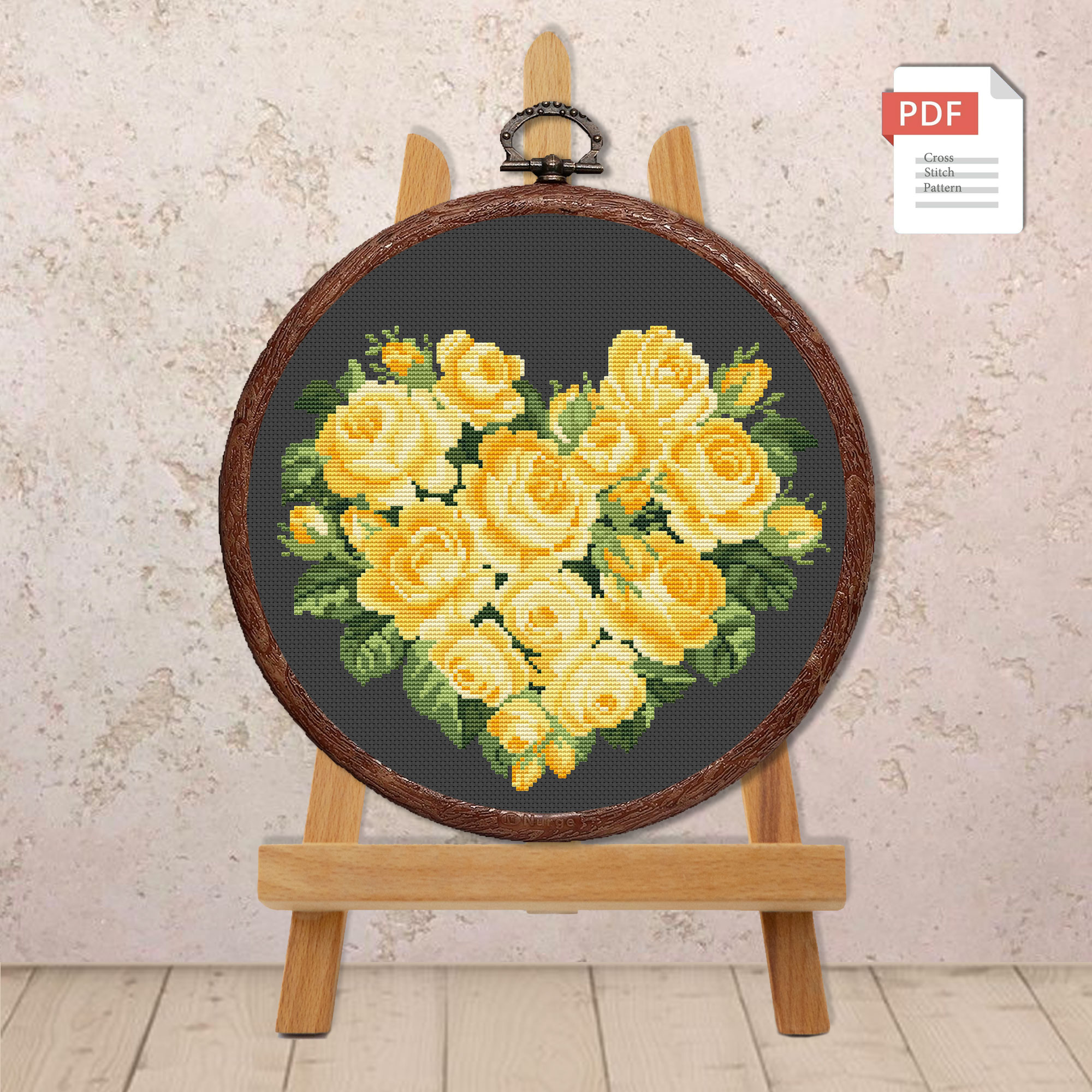 Heart of Yellow Roses Cross Stitch Pattern #lov.005 - Image 2