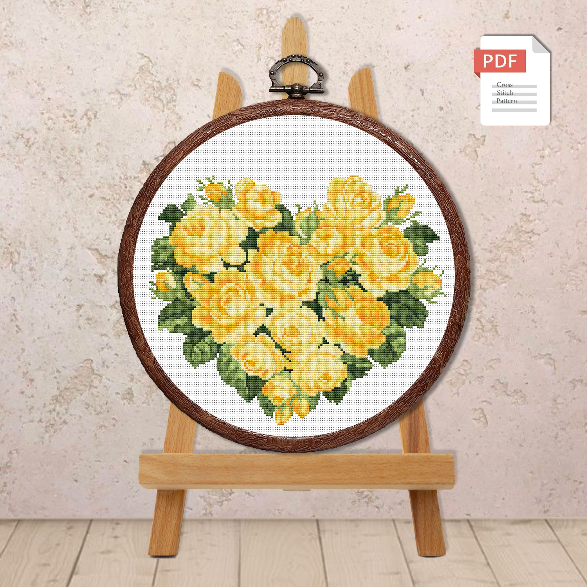 Heart of Yellow Roses Cross Stitch Pattern #lov.005 - Image 3