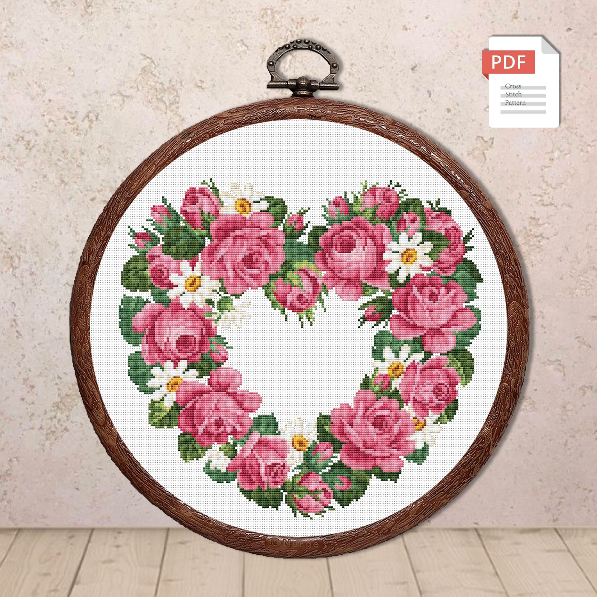 Heart of Pink Roses Cross Stitch Pattern #lov.013
