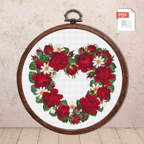 Heart of Roses Cross Stitch Pattern #lov.014