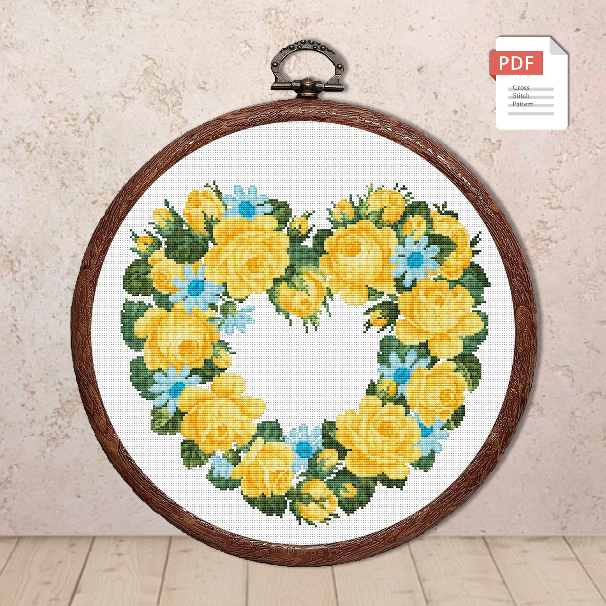 Set of 4 Heart of Roses Cross Stitch Patterns #lov.017 - Image 4