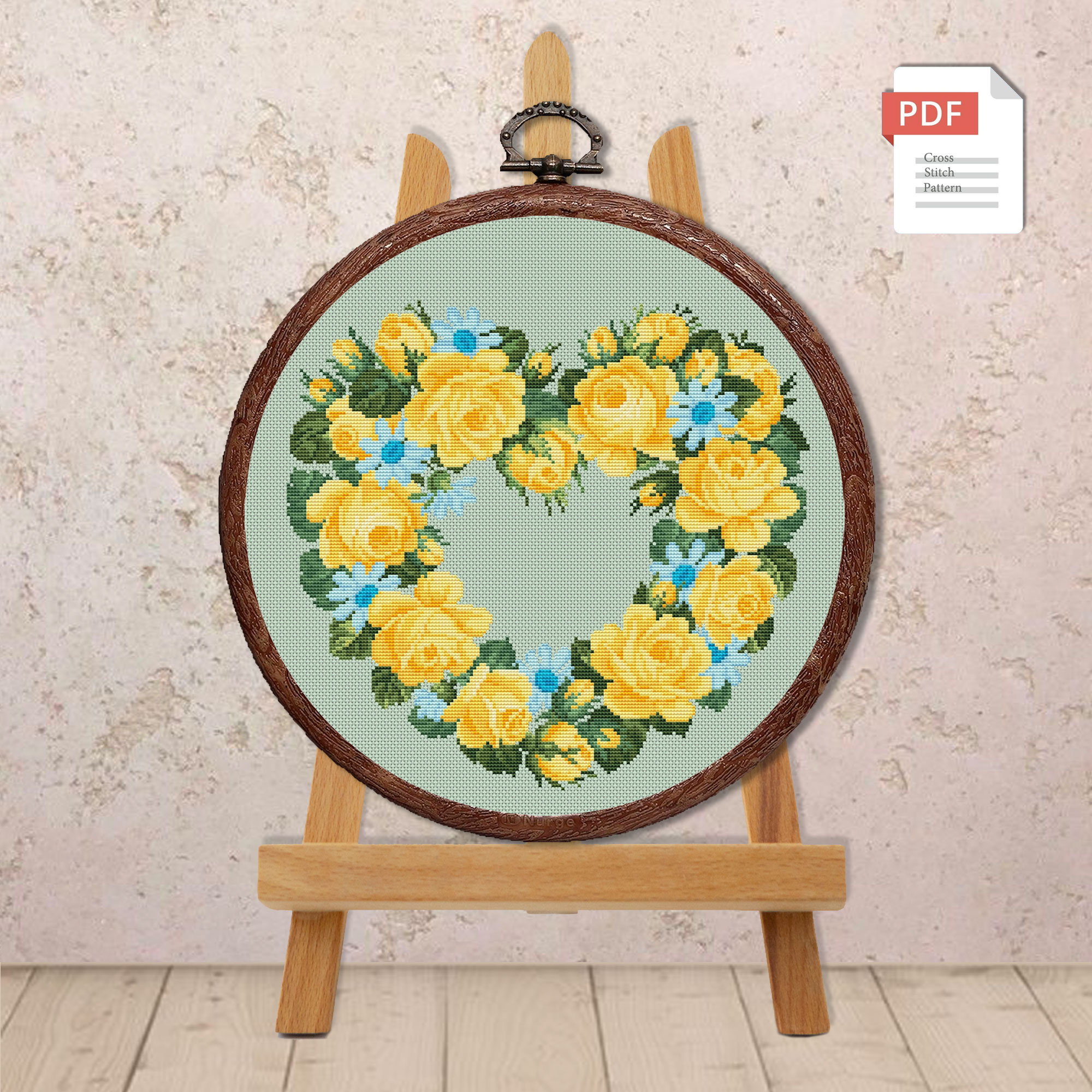 Heart of Yellow Roses Cross Stitch Pattern #lov.015 - Image 2