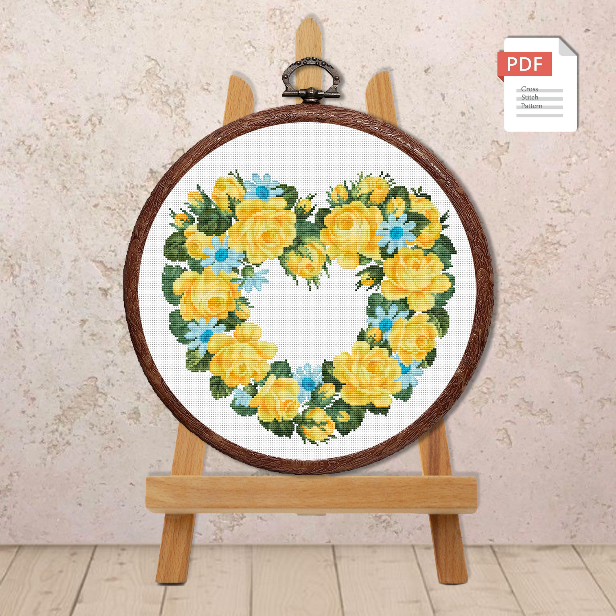 Heart of Yellow Roses Cross Stitch Pattern #lov.015 - Image 3