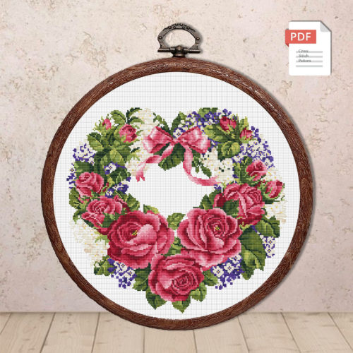 Heart of Pink Roses Cross Stitch Pattern #lov.018