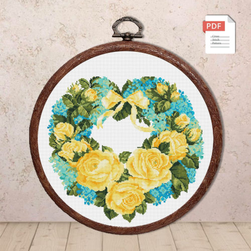 Heart of Pink Roses Cross Stitch Pattern #lov.020