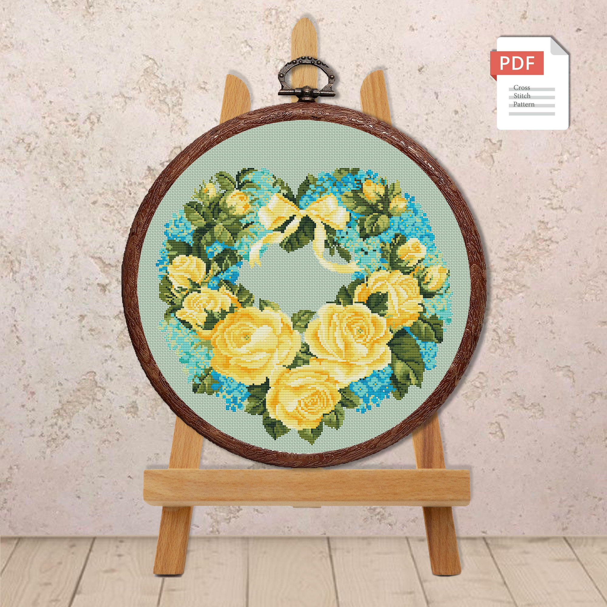 Heart of Pink Roses Cross Stitch Pattern #lov.020 - Image 3
