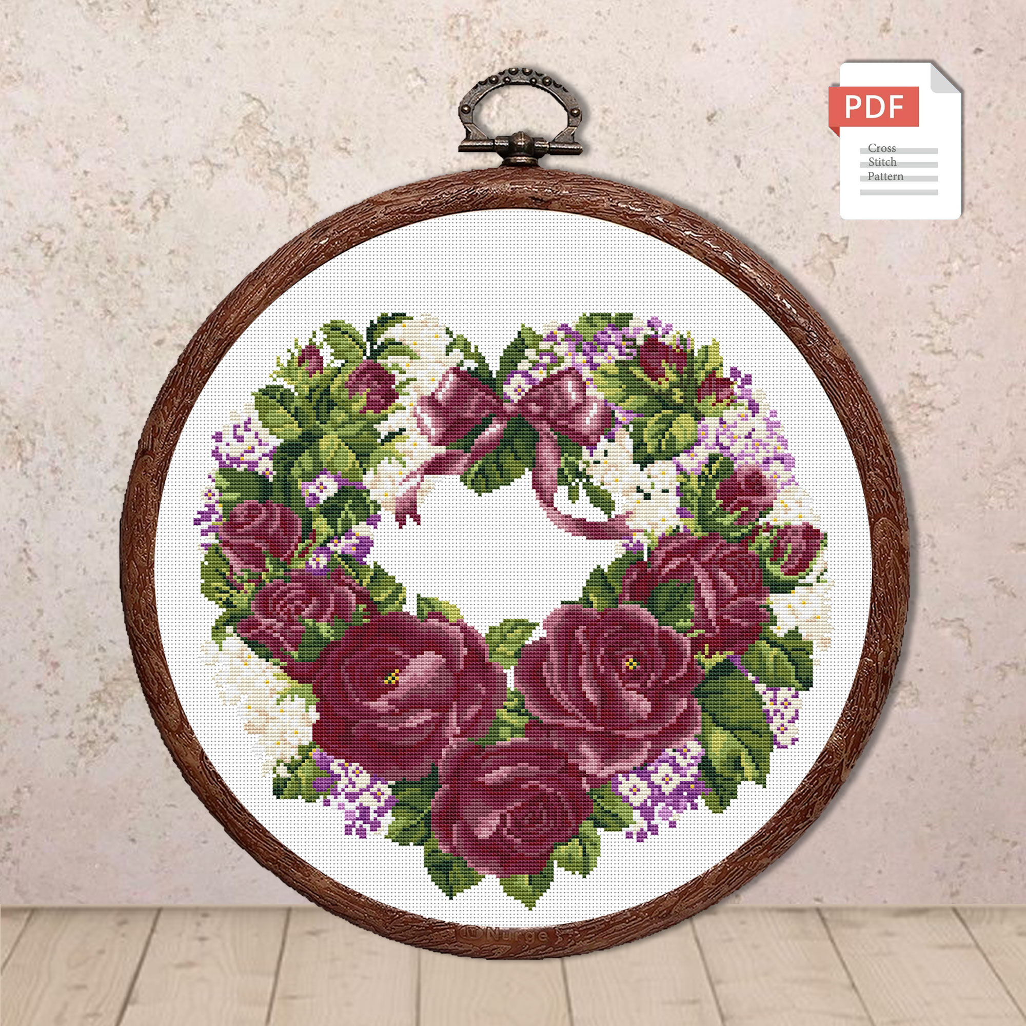 Set of 4 Heart of Roses Cross Stitch Pattern #lov.022 - Image 5