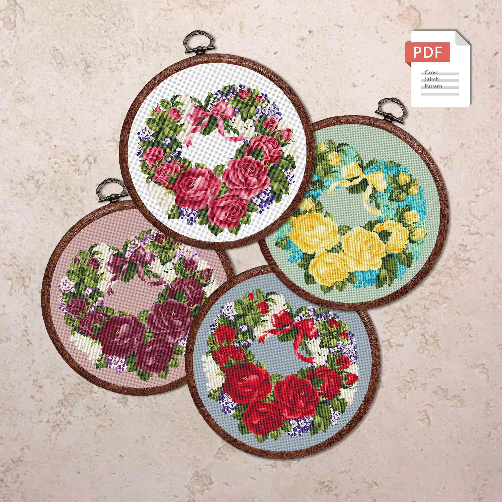 Heart of Pink Roses Cross Stitch Pattern #lov.020 - Image 5