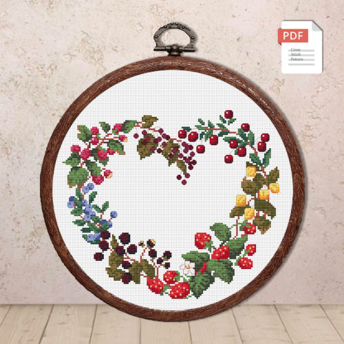 Berry Heart Cross Stitch Pattern #lov.024