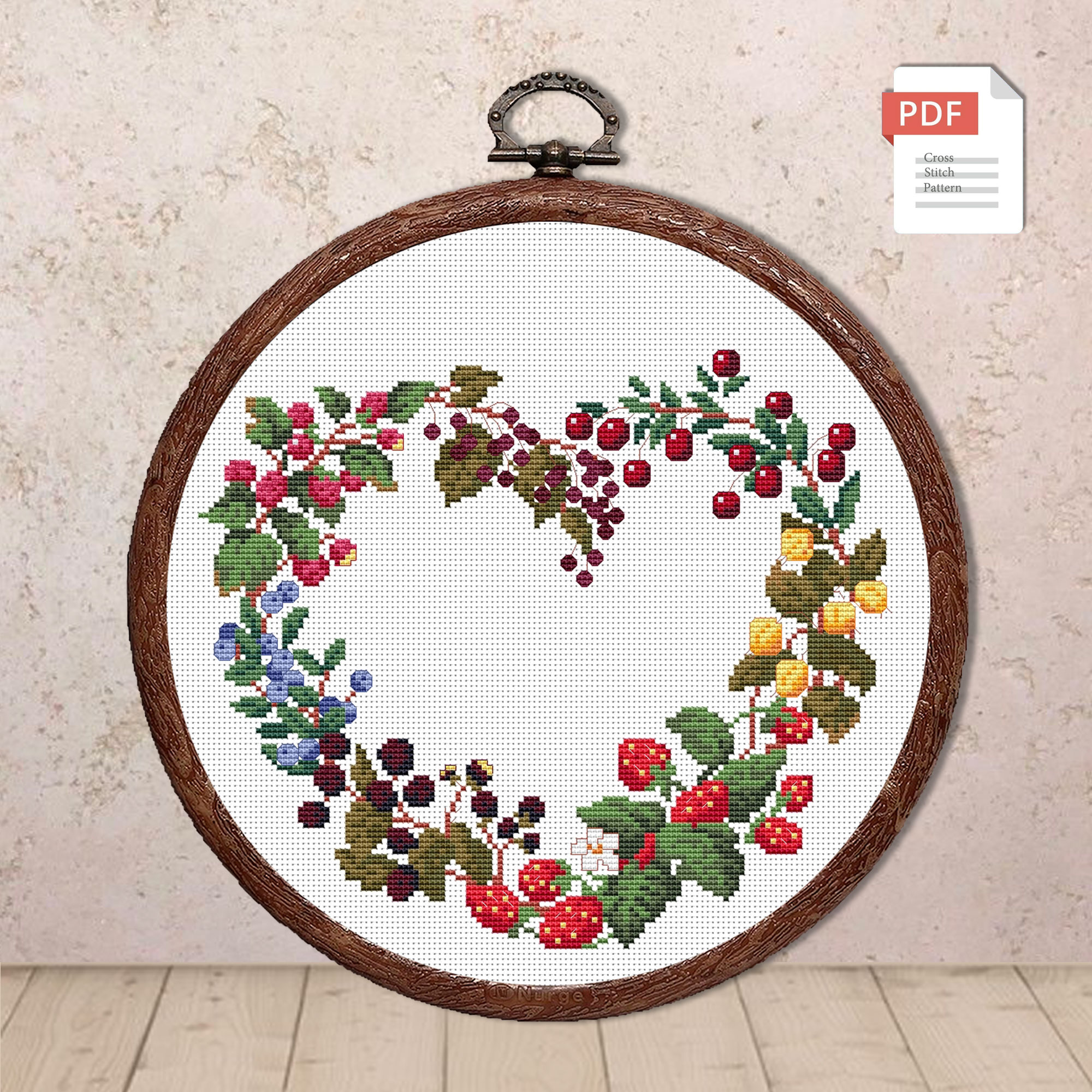 Berry Heart Cross Stitch Pattern #lov.024