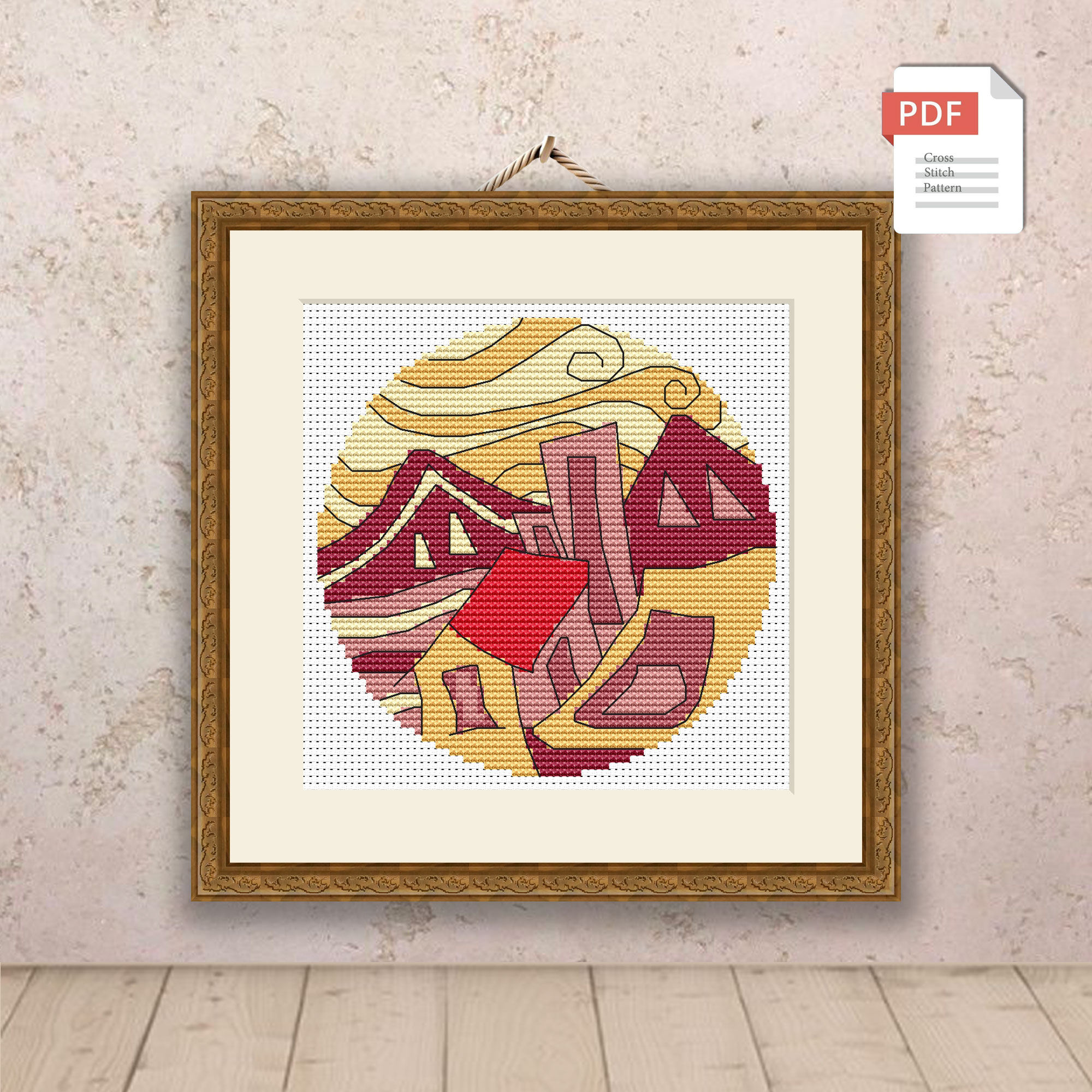 Abstract Houses Cross Stitch Pattern PDF #002