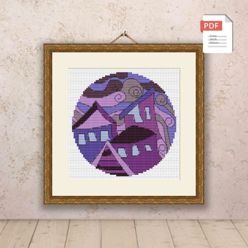Abstract Houses Cross Stitch Pattern PDF #003
