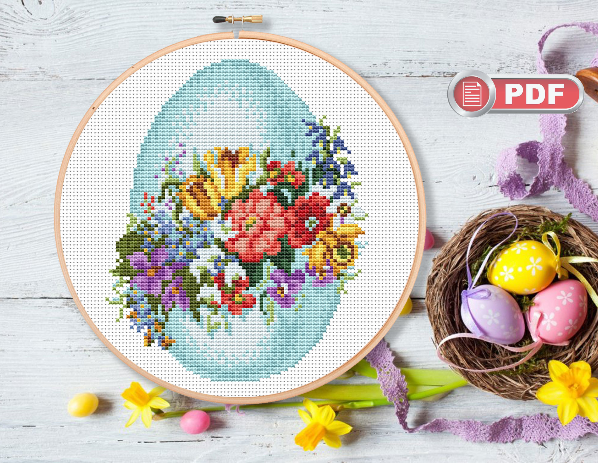 Happy Egg Cross Stitch Pattern #eas.014 - Image 3