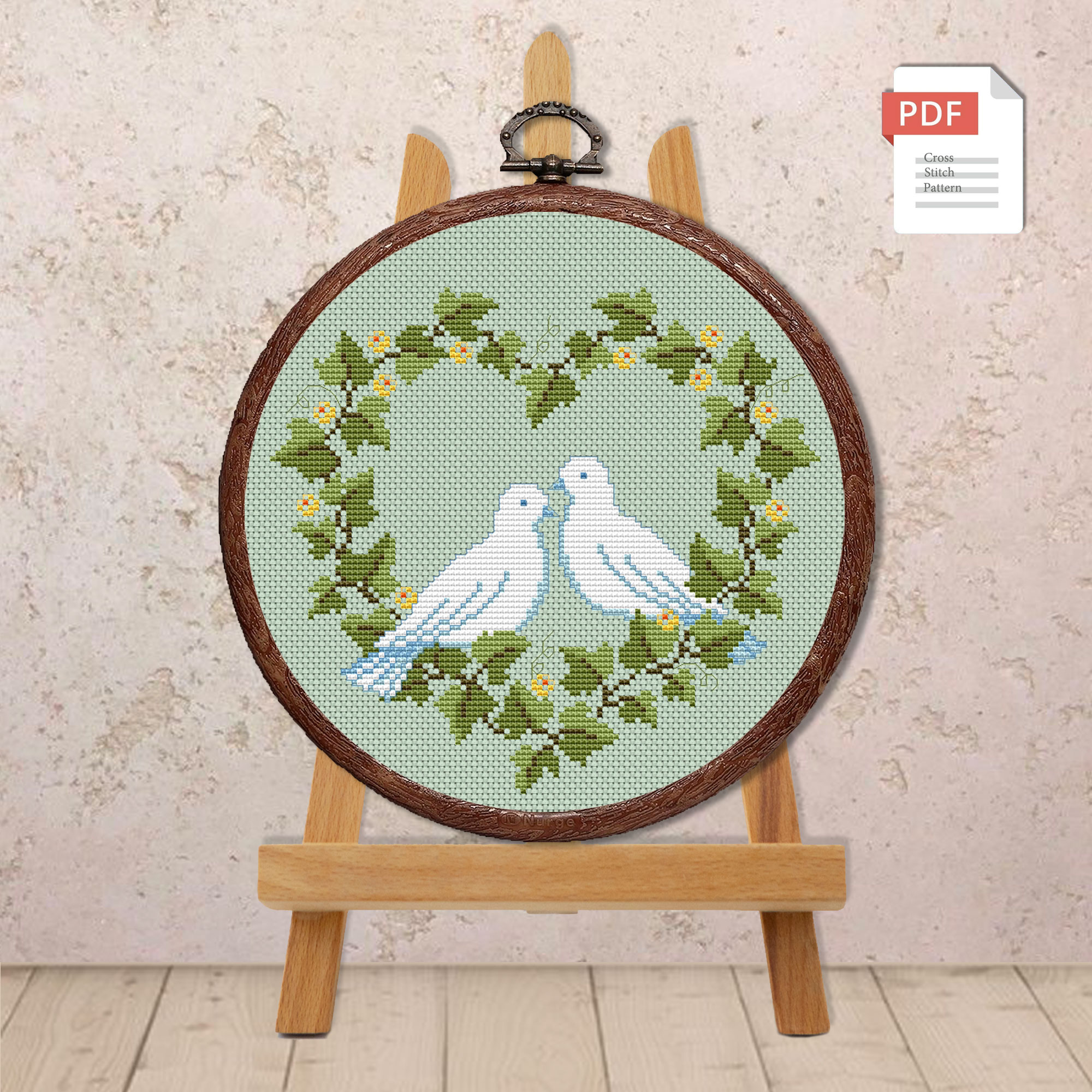 Flowers Heart Cross Stitch Patterns #lov.025 - Image 3