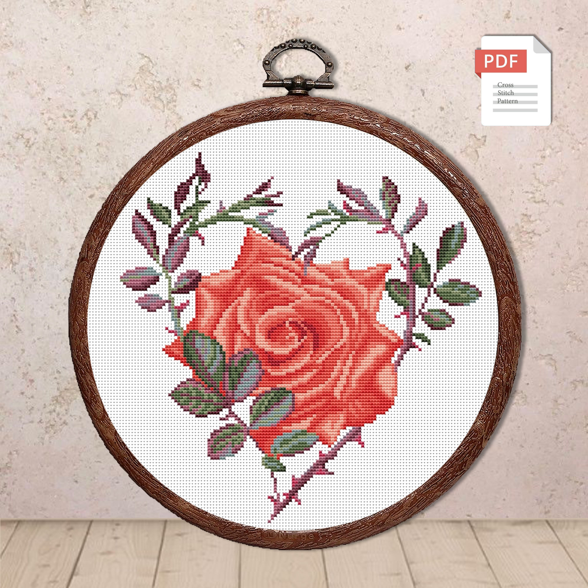 Rose Heart Cross Stitch Pattern #lov.032