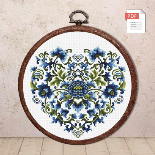 Flower Heart Cross Stitch Pattern #lov.035