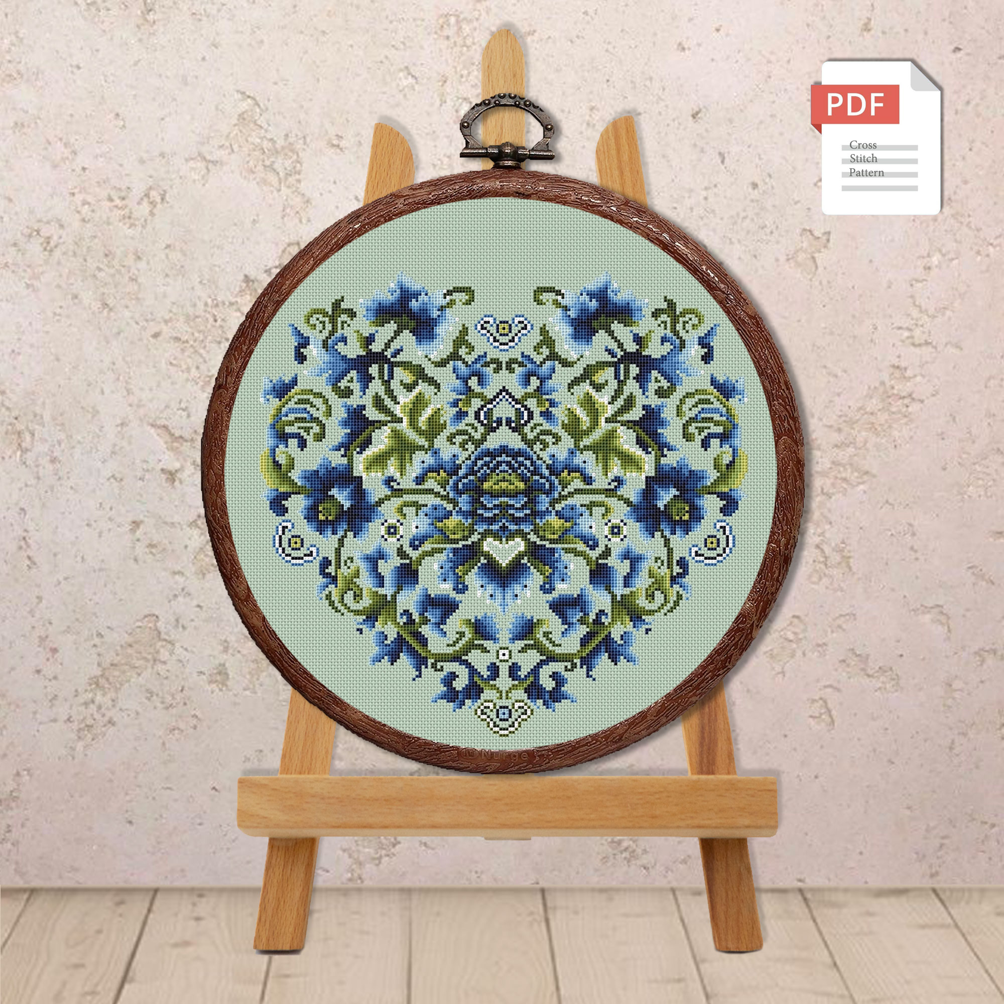 Flower Heart Cross Stitch Pattern #lov.035 - Image 2