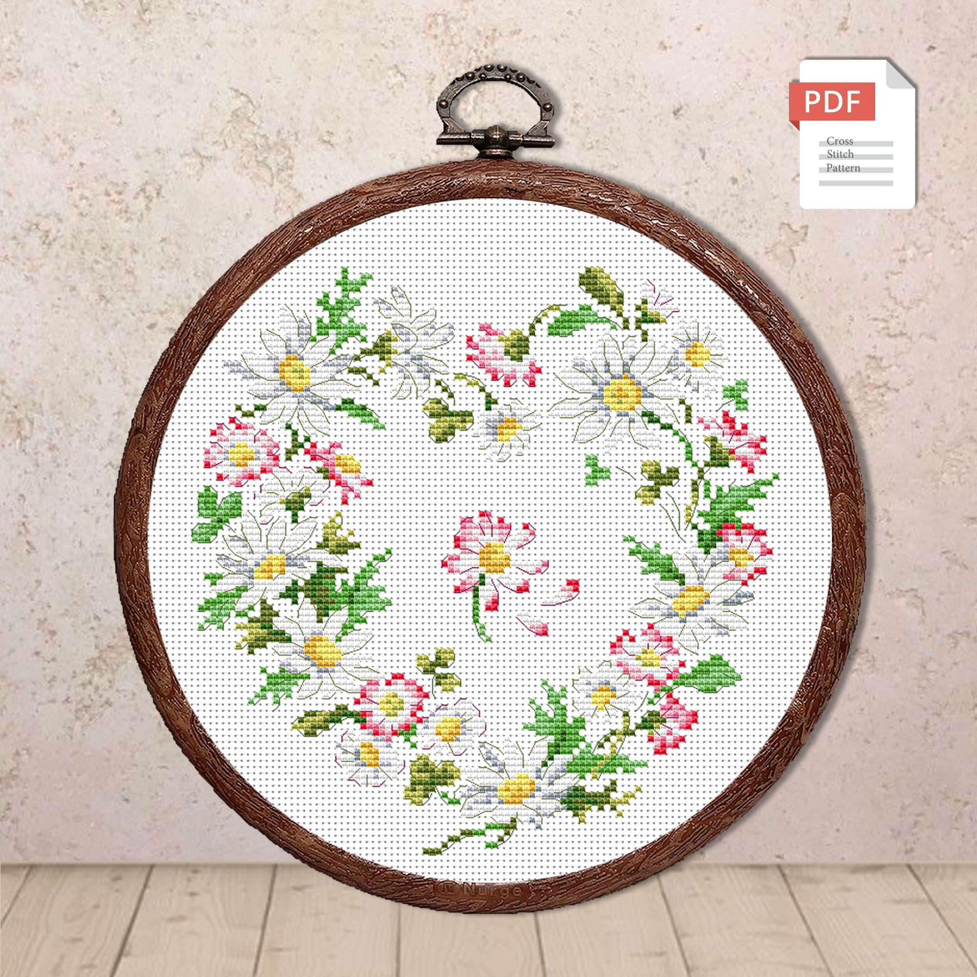 Heart of Daisies Cross Stitch Pattern #lov.036