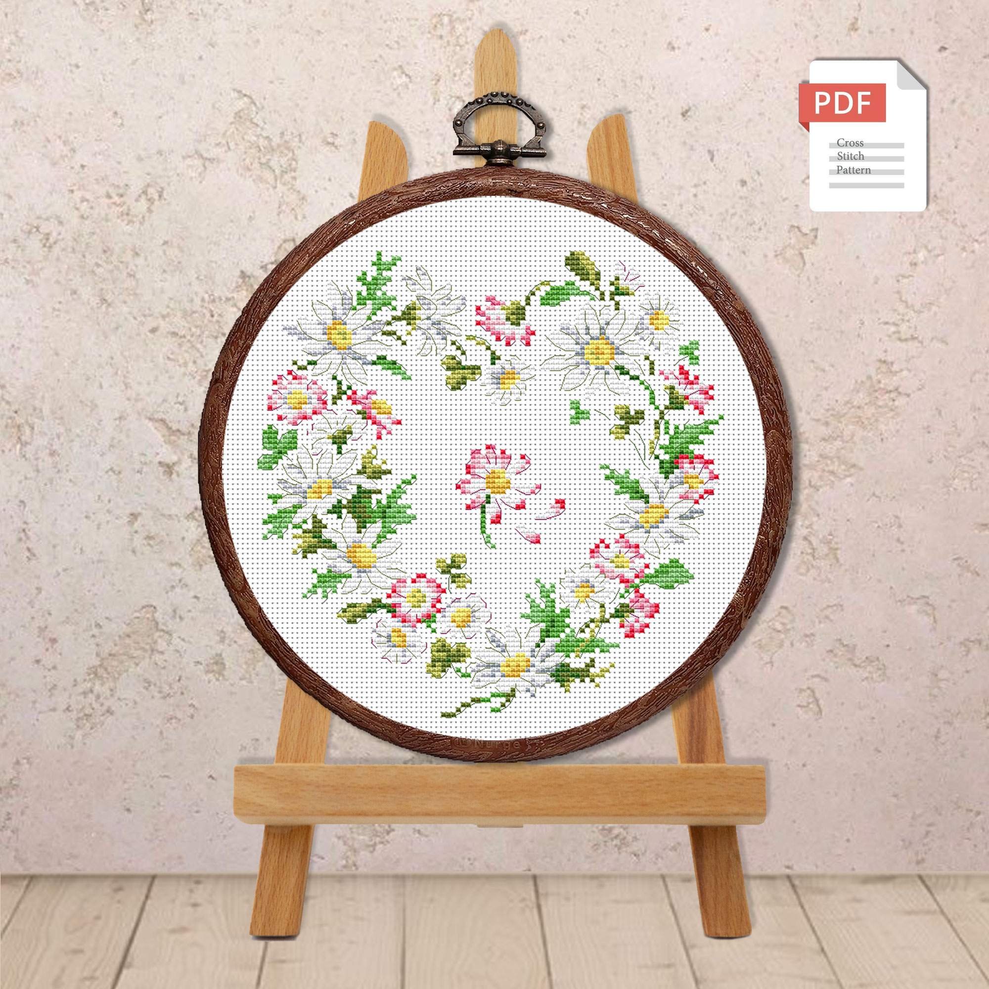 Heart of Daisies Cross Stitch Pattern #lov.036 - Image 3