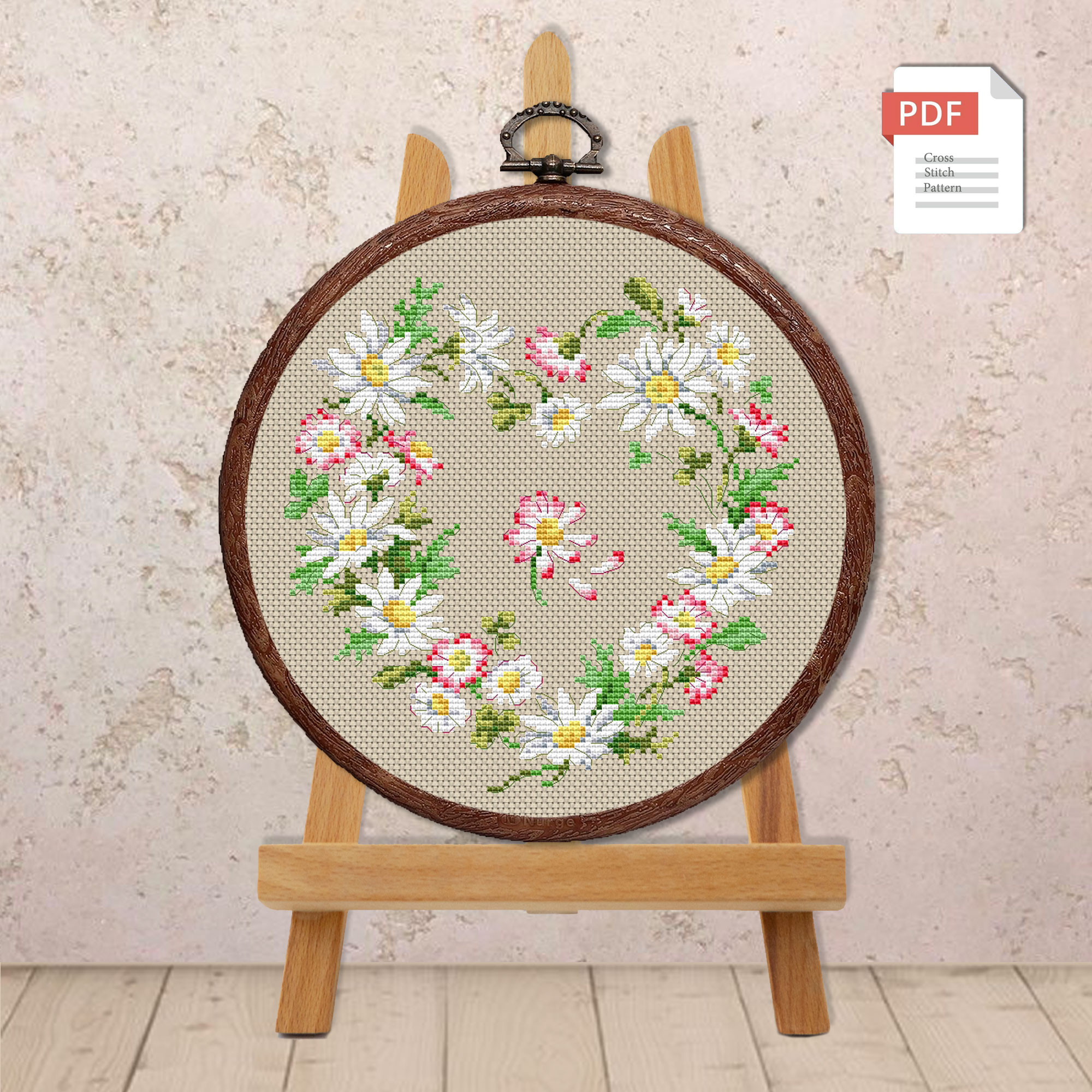Heart of Daisies Cross Stitch Pattern #lov.036 - Image 2