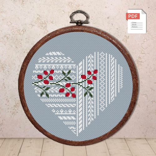 Flower Heart Cross Stitch Pattern #lov.037