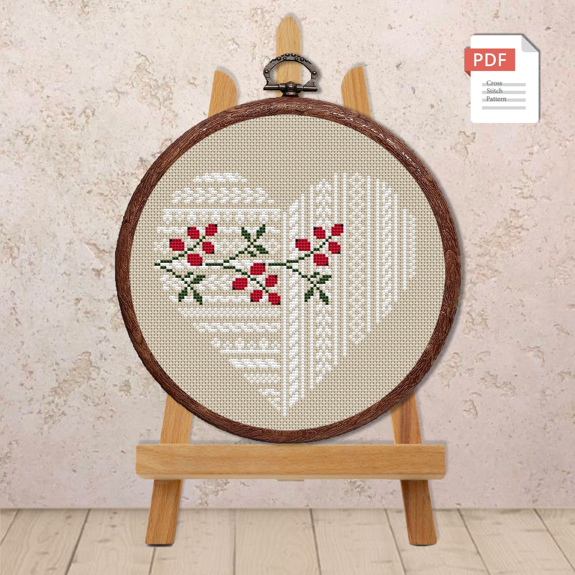 Flower Heart Cross Stitch Pattern #lov.037 - Image 3