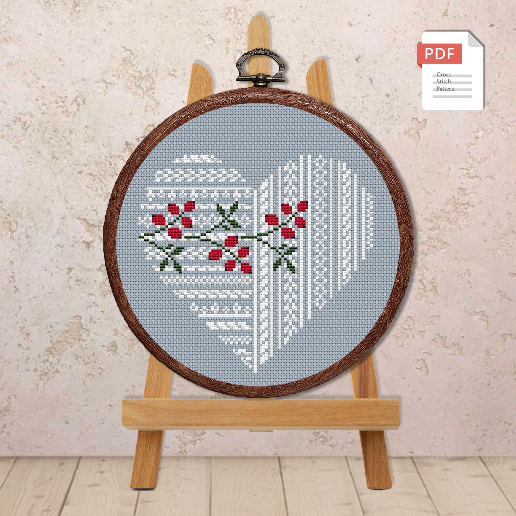 Flower Heart Cross Stitch Pattern #lov.037 - Image 2