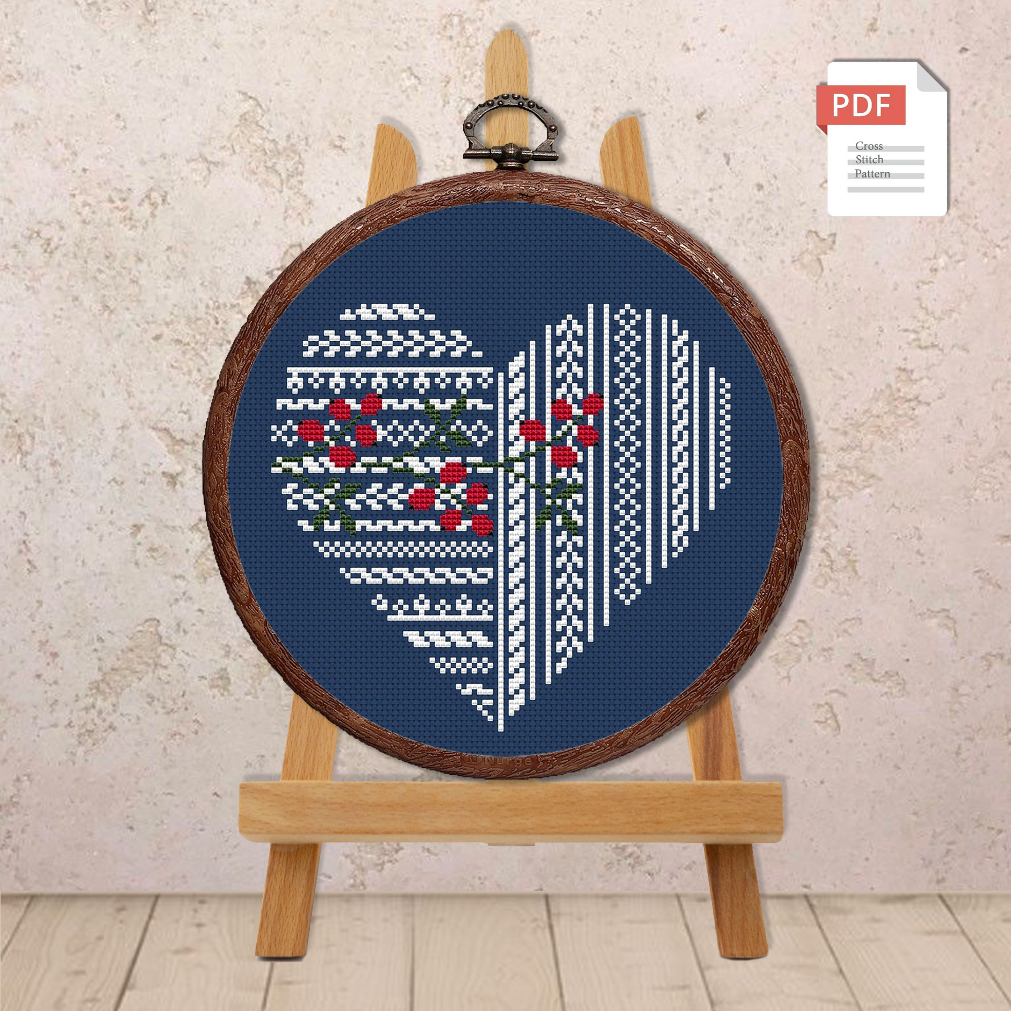 Flower Heart Cross Stitch Pattern #lov.037 - Image 4