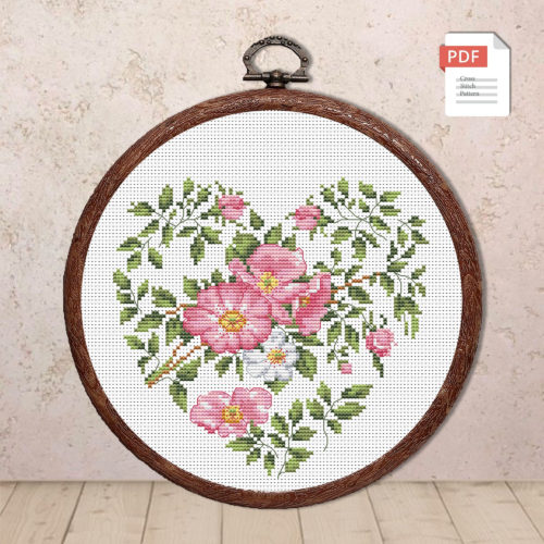 Pink Wild Roses Cross Stitch Pattern #lov.044