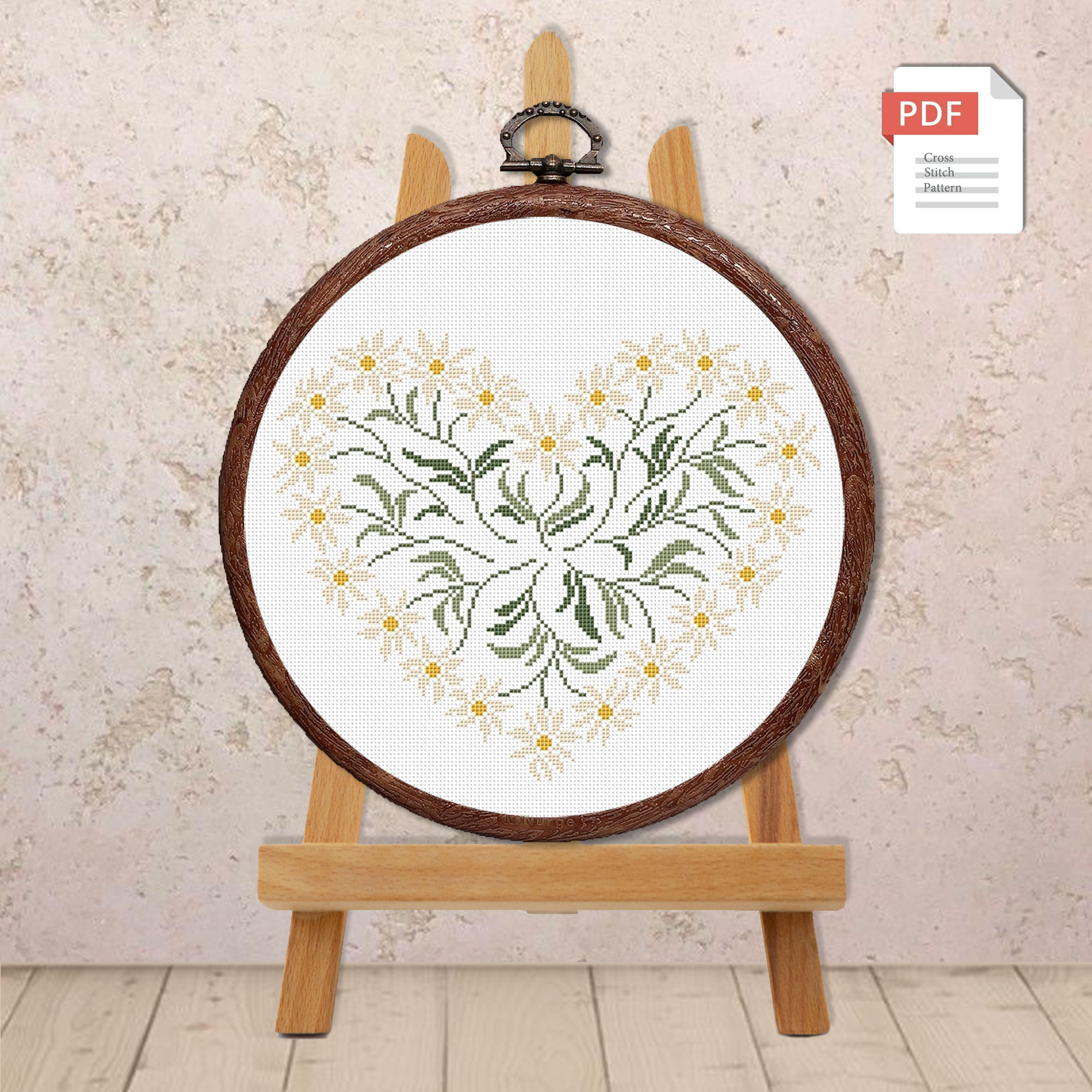 Heart of Daisies Cross Stitch Pattern #lov.046 - Image 4