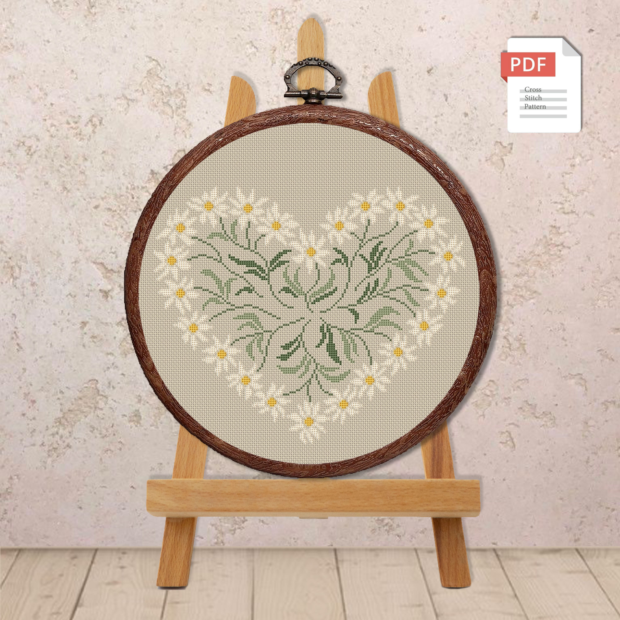 Heart of Daisies Cross Stitch Pattern #lov.046 - Image 3