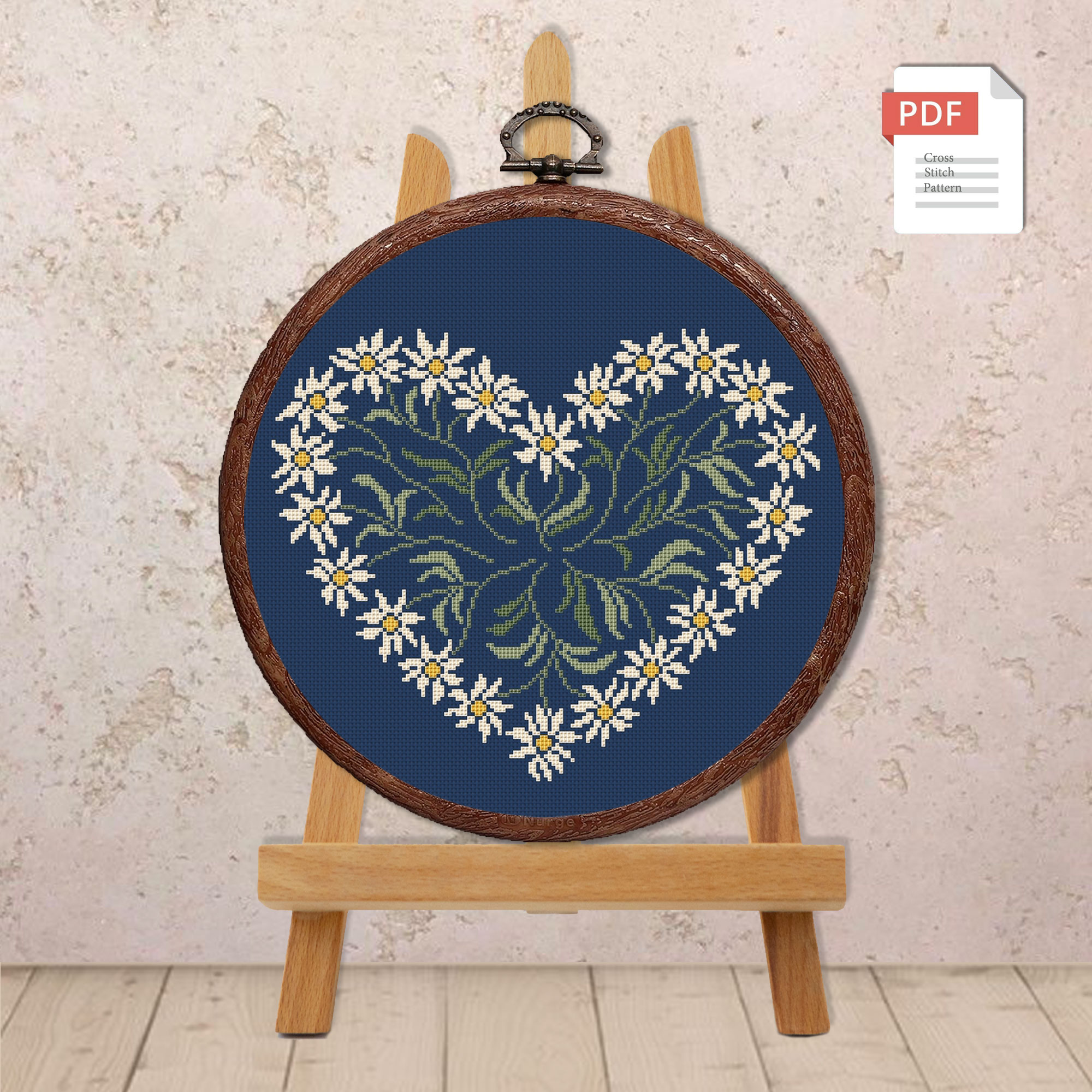 Heart of Daisies Cross Stitch Pattern #lov.046 - Image 2