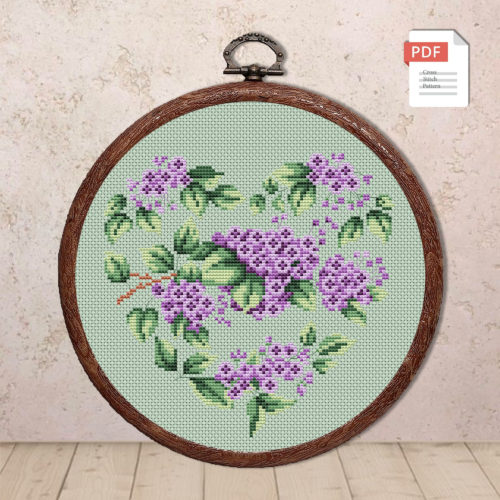 Lilac Heart Cross Stitch Pattern #lov.047
