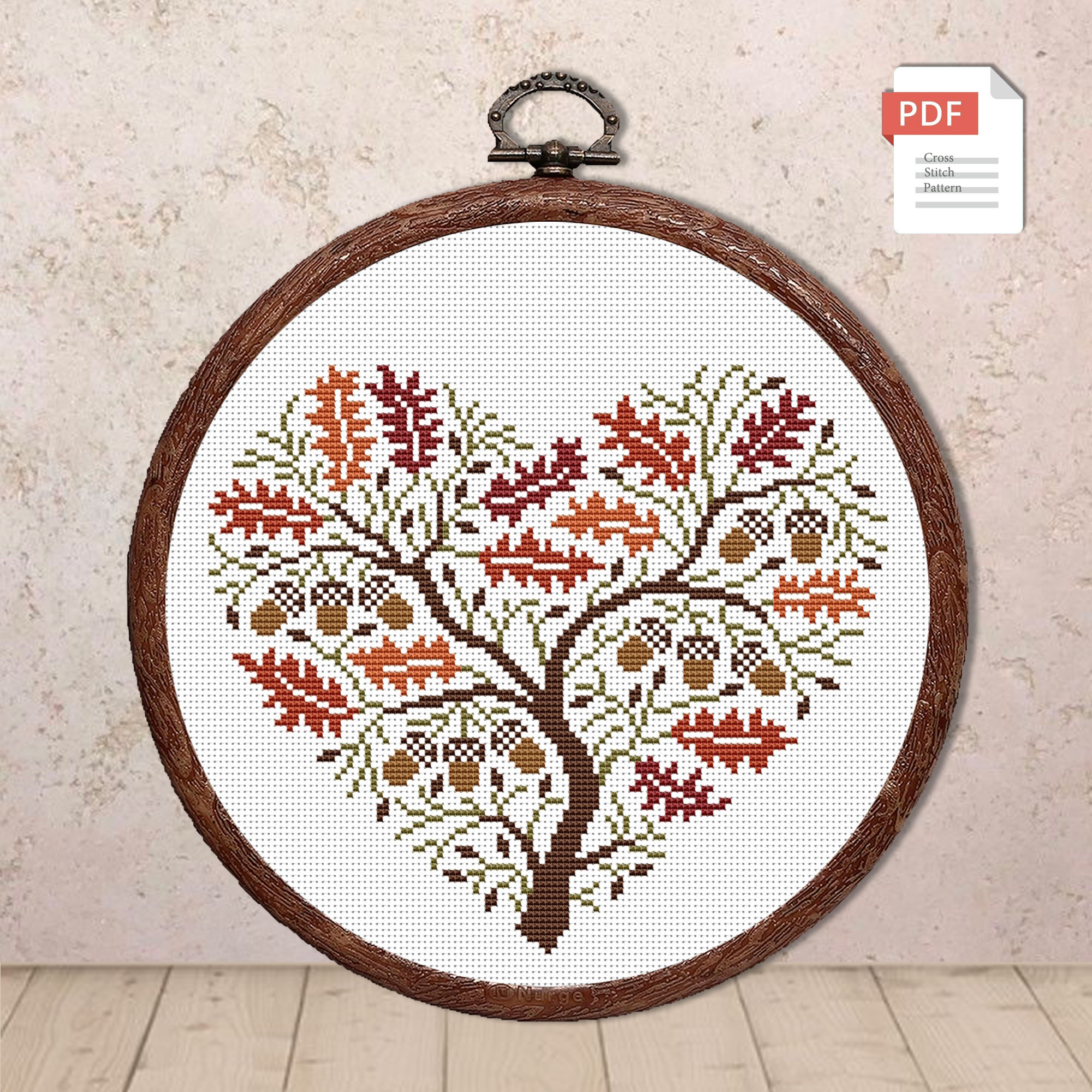 Autumn Tree Heart Cross Stitch Pattern #lov.048