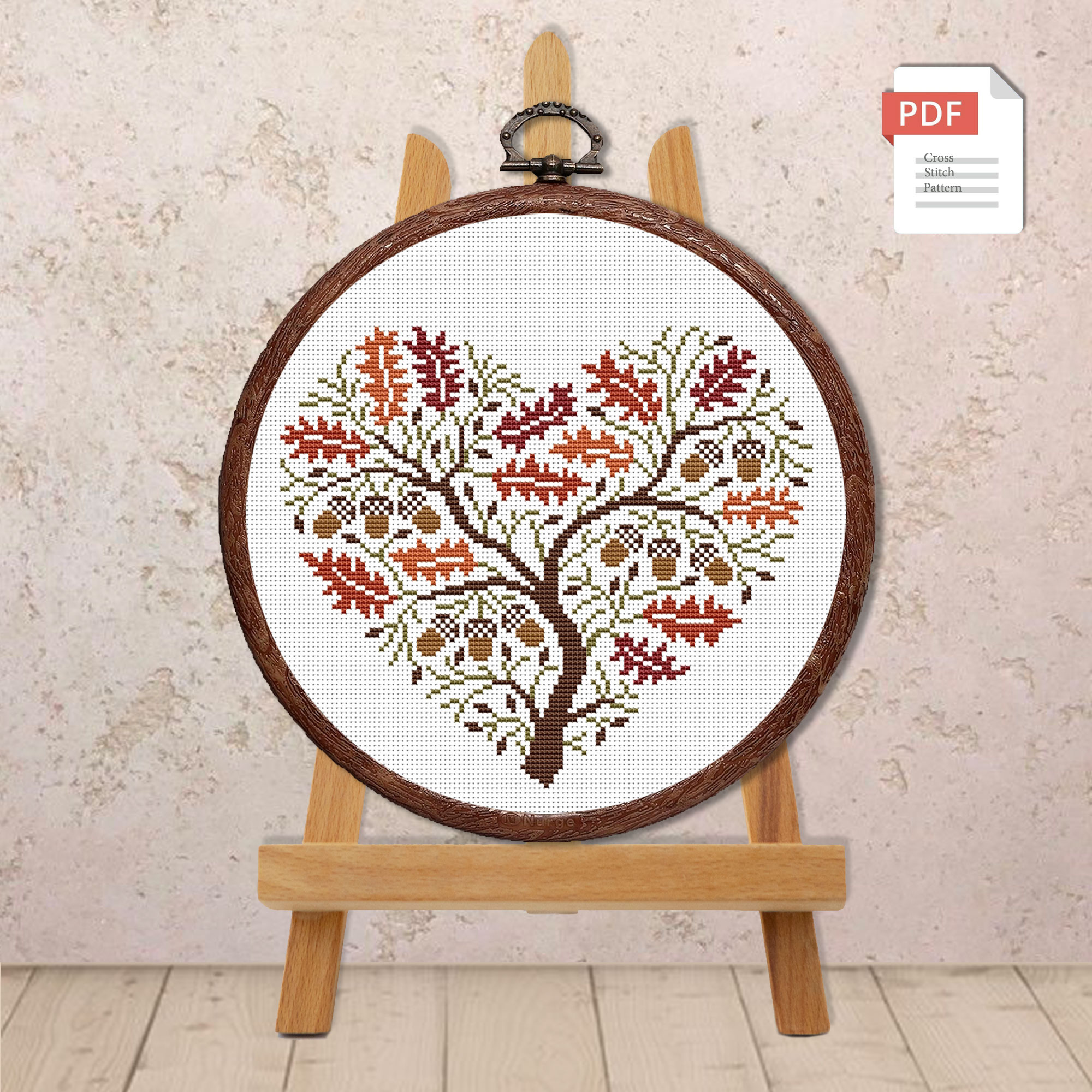 Autumn Tree Heart Cross Stitch Pattern #lov.048 - Image 2