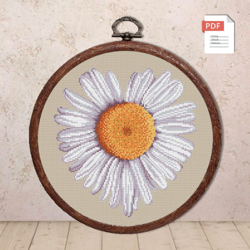 Heart Chamomile Cross Stitch Pattern #lov.050