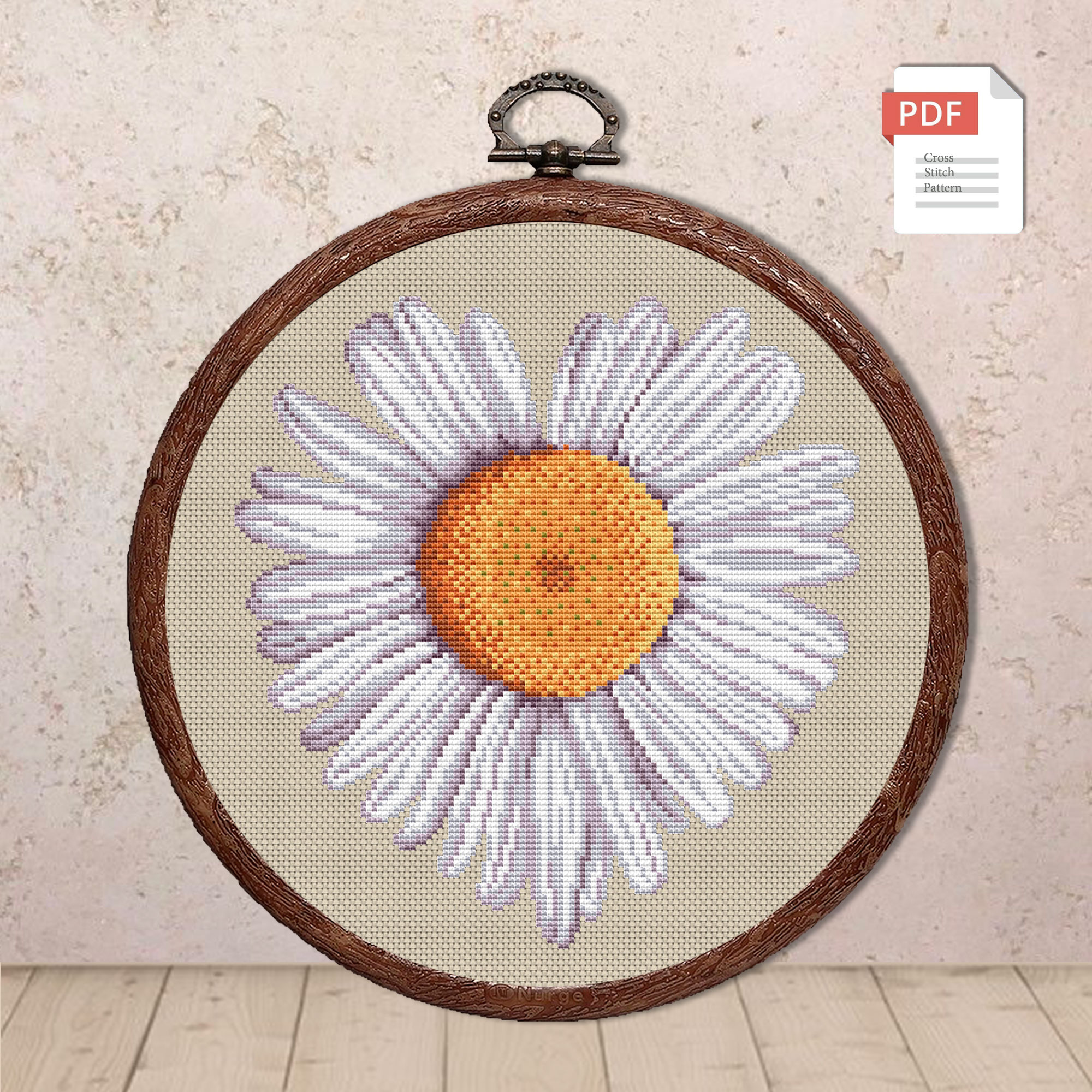 Heart Chamomile Cross Stitch Pattern #lov.050