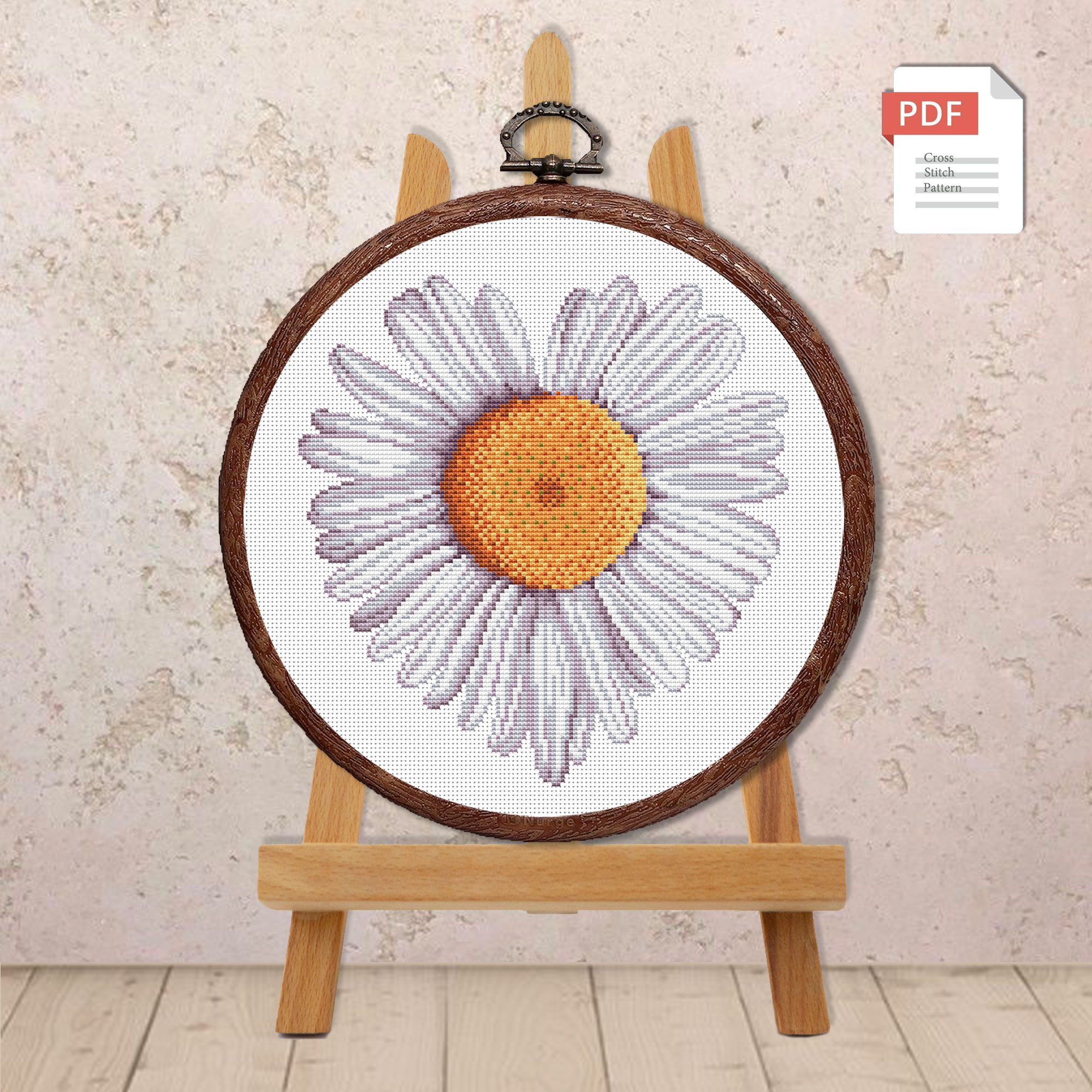 Heart Chamomile Cross Stitch Pattern #lov.050 - Image 4
