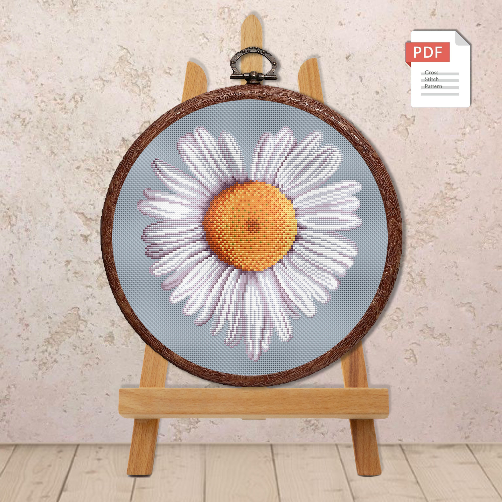 Heart Chamomile Cross Stitch Pattern #lov.050 - Image 2