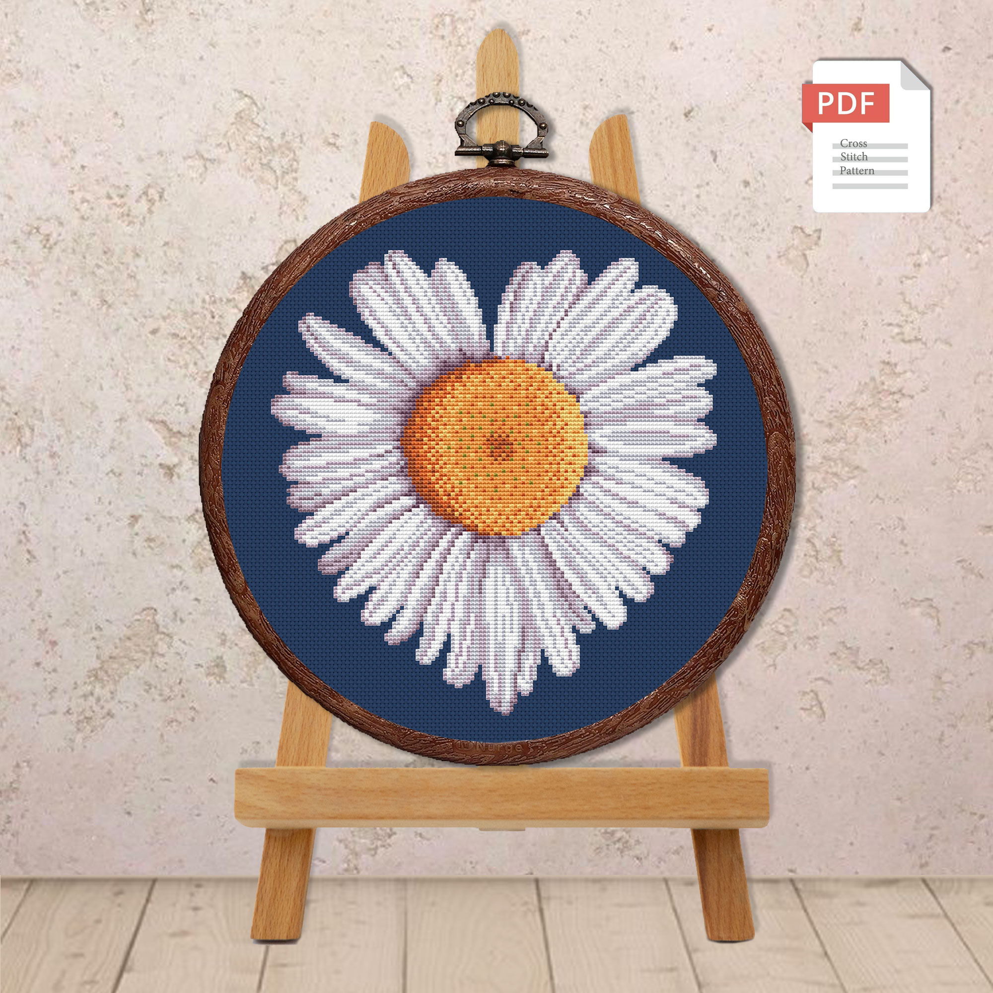 Heart Chamomile Cross Stitch Pattern #lov.050 - Image 3