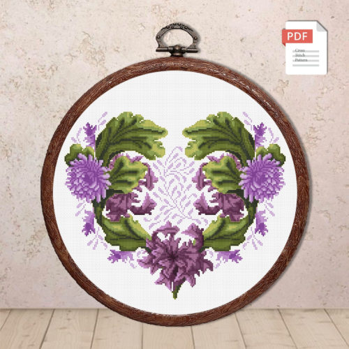 Peony's Heart Cross Stitch Pattern #lov.051