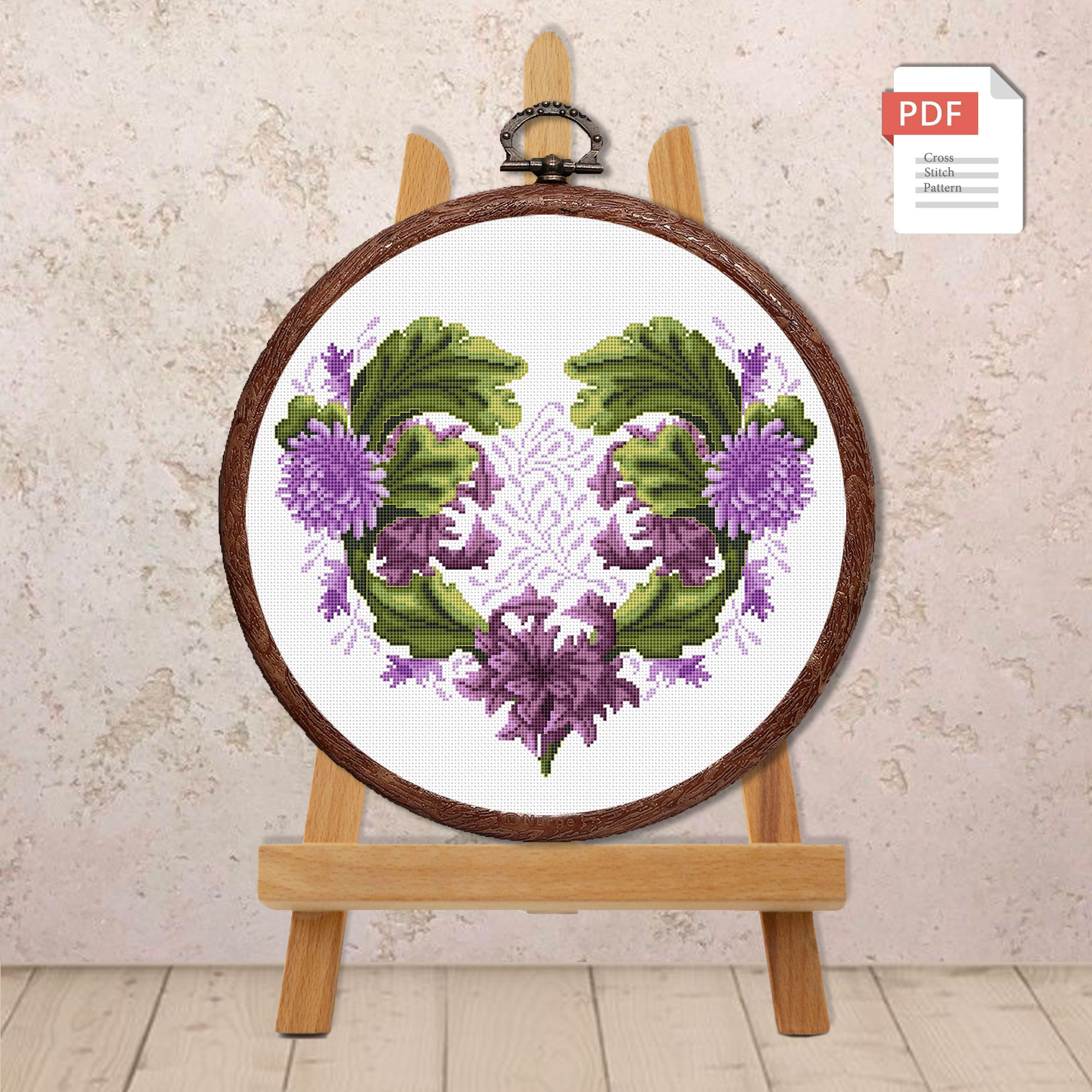 Peony's Heart Cross Stitch Pattern #lov.051 - Image 3