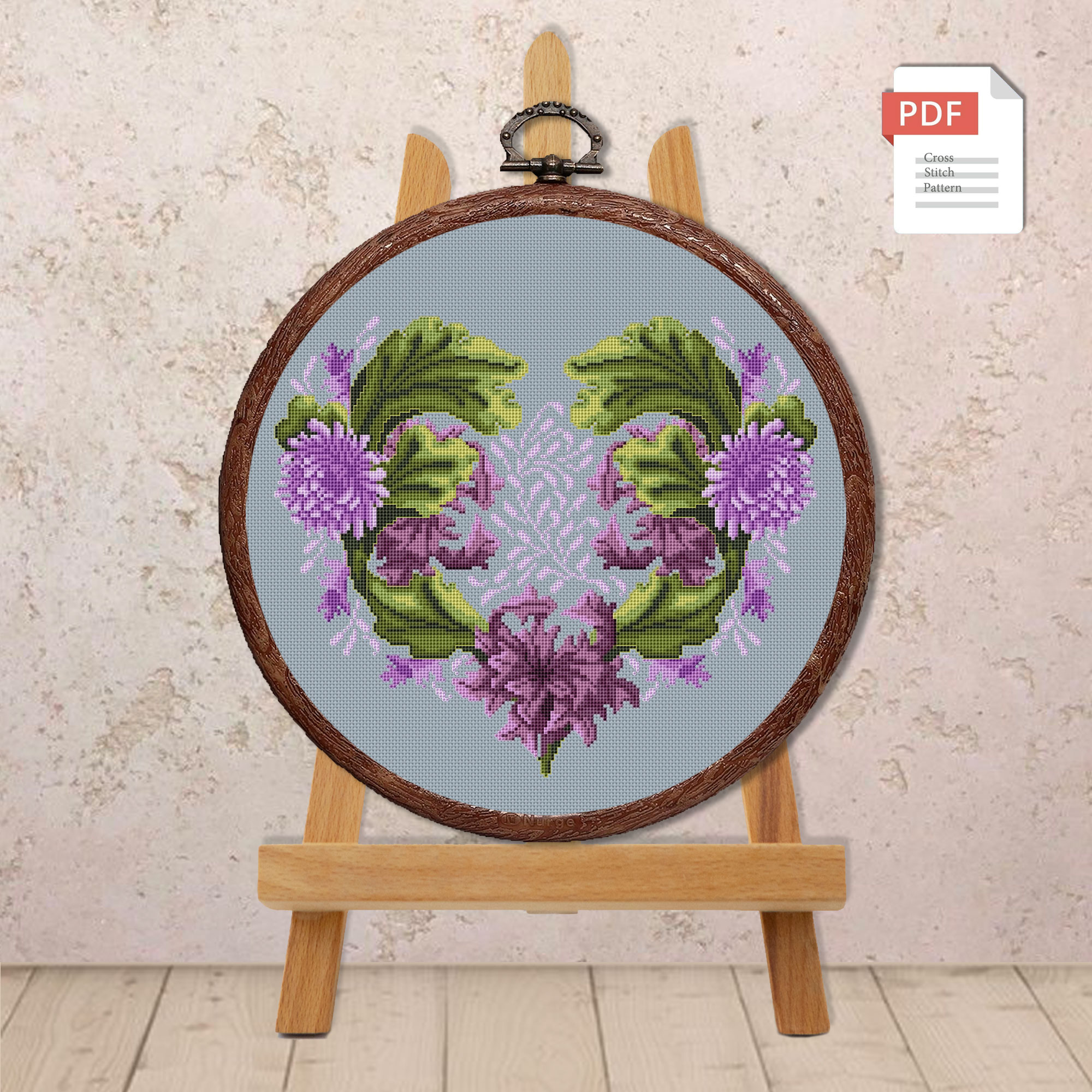 Peony's Heart Cross Stitch Pattern #lov.051 - Image 2