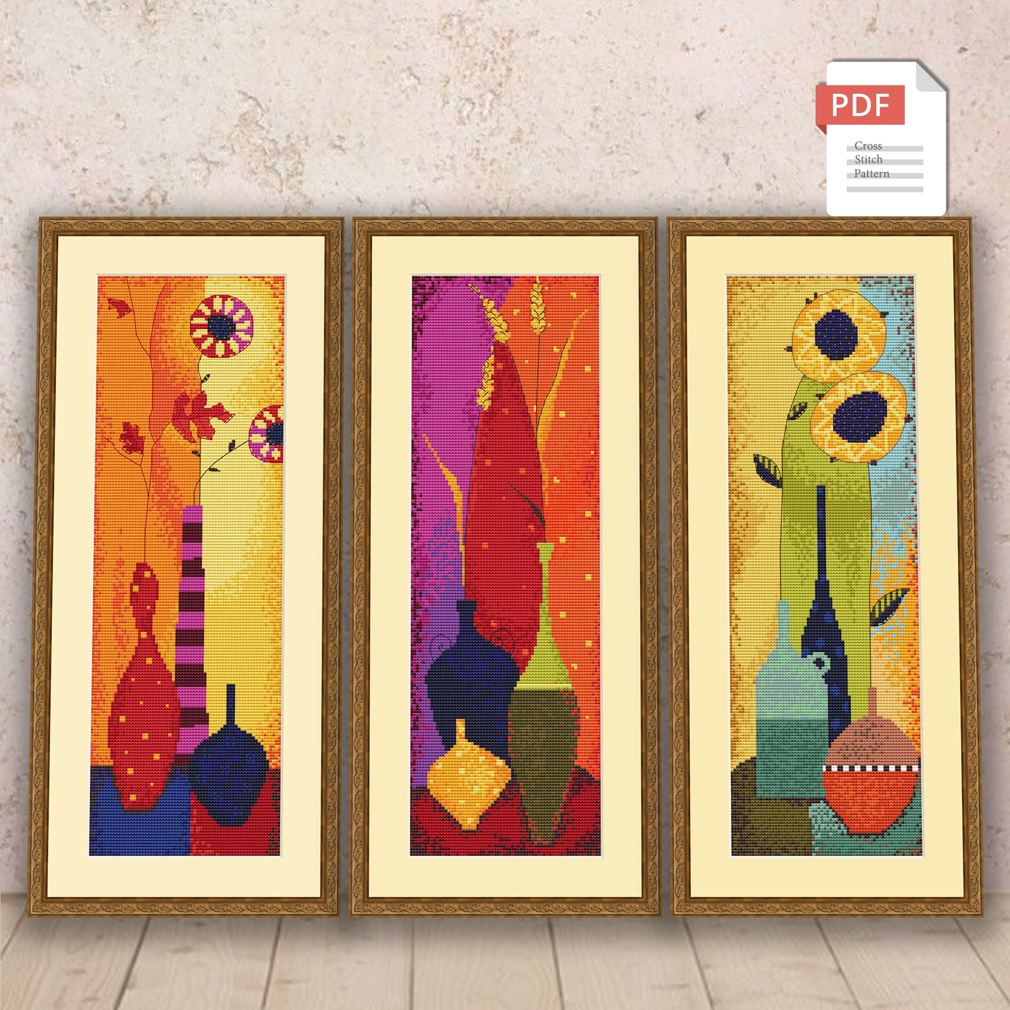 Set of Abstract Cross Stitch Pattern #abs009