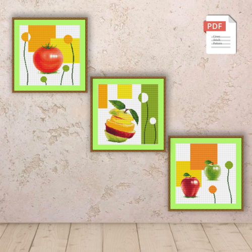 Set of Abstract Fruits Cross Stitch Pattern #abs013
