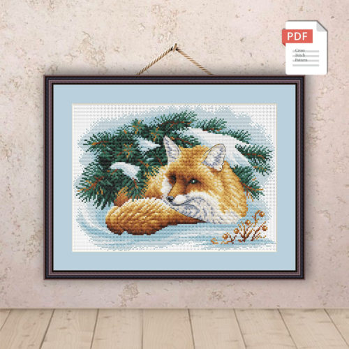 The Fox In Winter Cross Stitch Pattern #anm.001