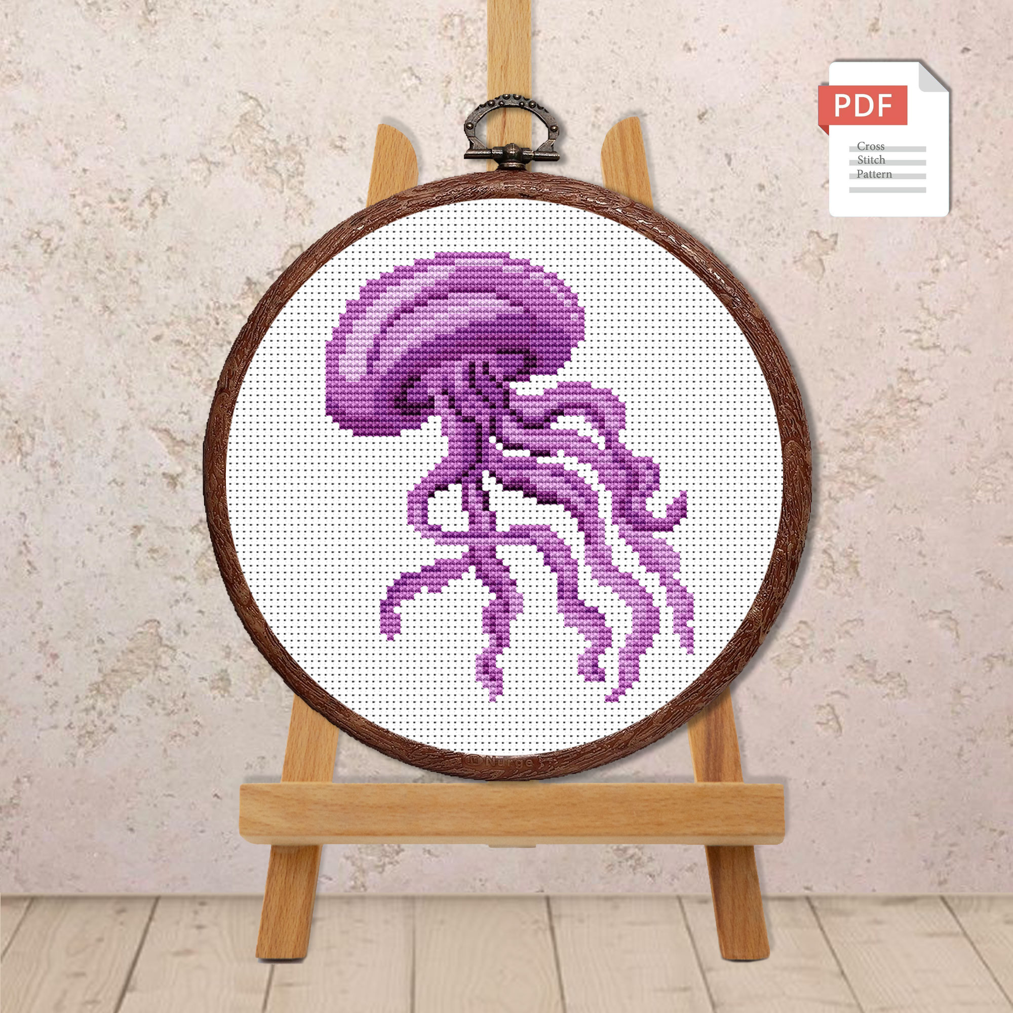 Set of 3 Jellyfish Cross Stitch Pattern #anm042 - Image 2