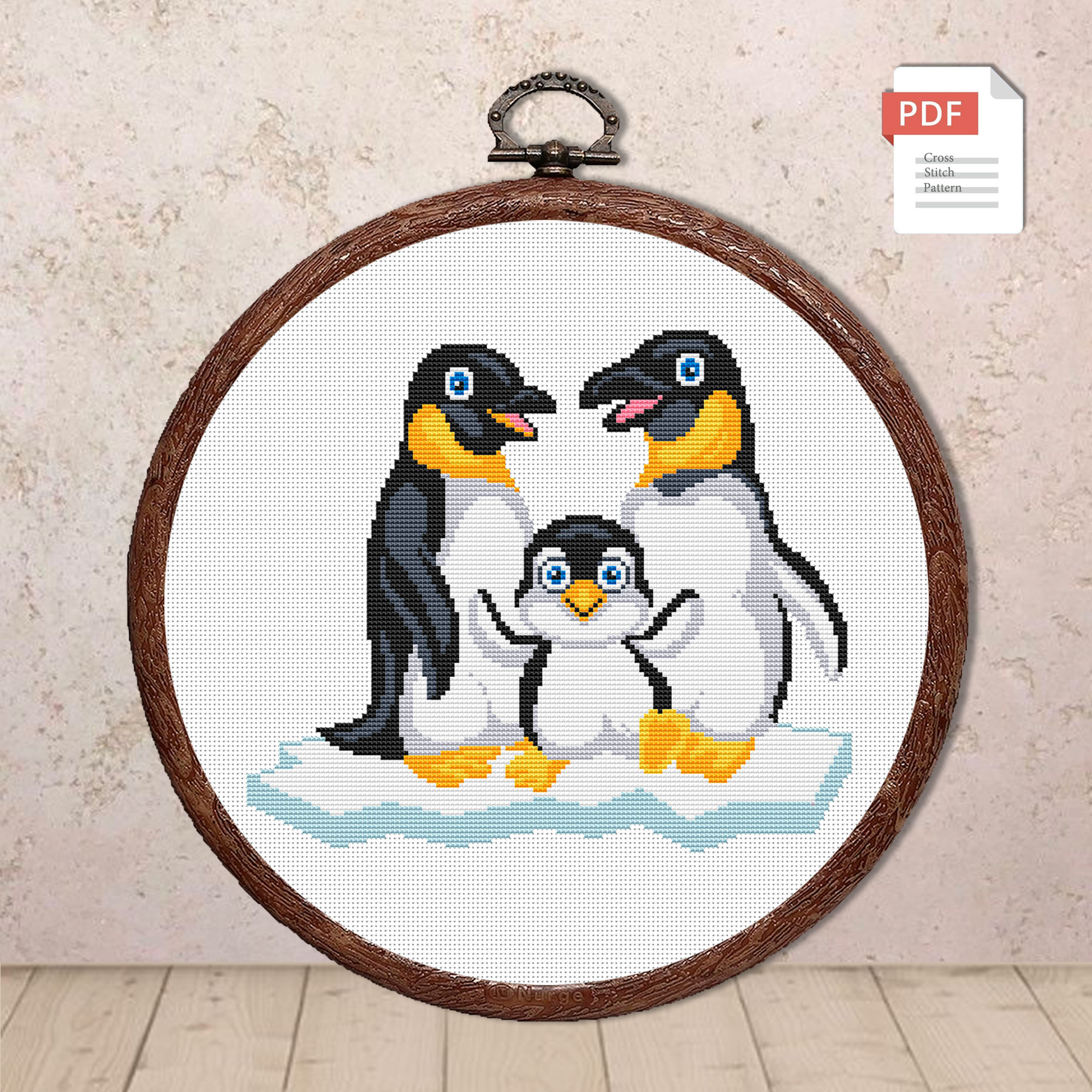Penguin Family Cross Stitch Pattern #anm018