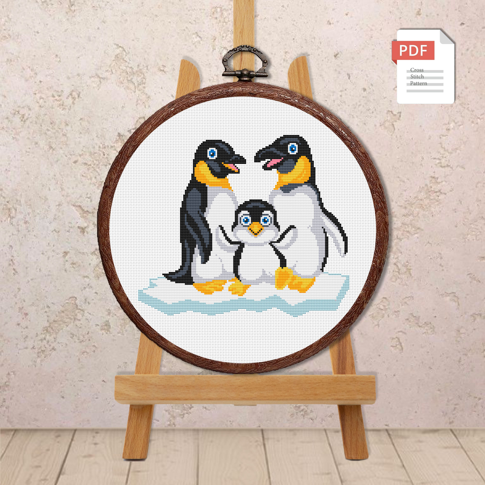 Penguin Family Cross Stitch Pattern #anm018 - Image 2